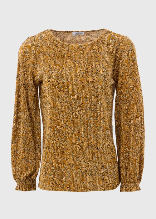 Mustard Paisley Plisse Top - Size 8 Image 4