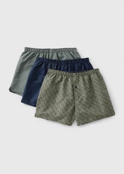 3 Pack Green Leaf Print Boxers - S Image 1