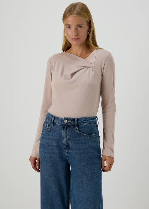 Beige Twist Neck Top - 8 Image 1