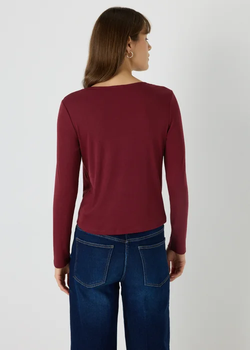 Burgundy Twist Neck Top - 8 Image 2