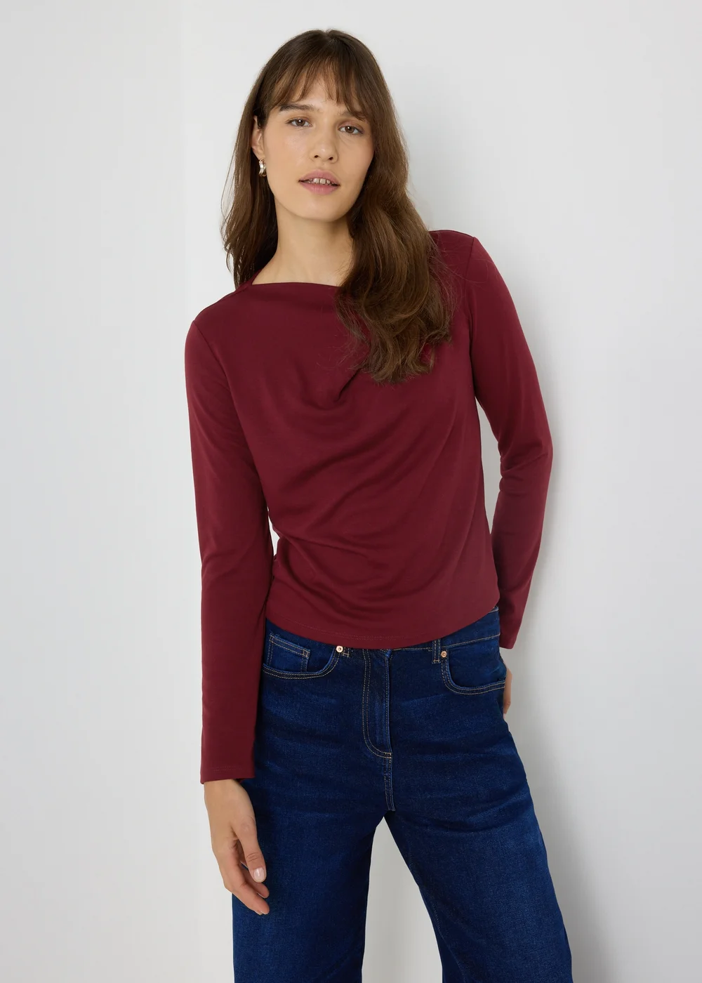 Burgundy Twist Neck Top - 8 Image 1