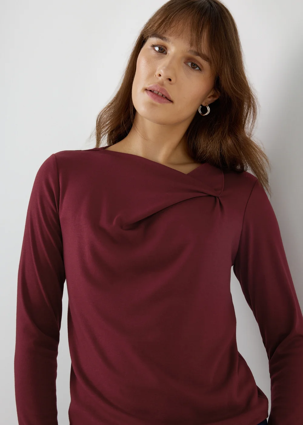 Burgundy Twist Neck Top - 8 Image 3
