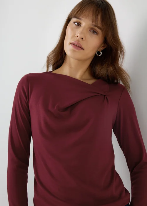 Burgundy Twist Neck Top - 8 Image 3