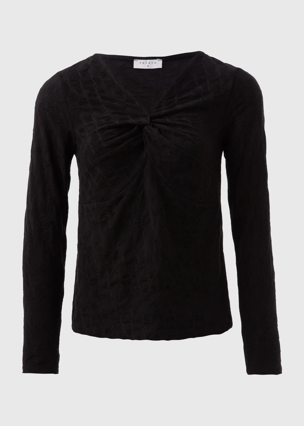 Black Twist Front Textured Top - 8 Image 5