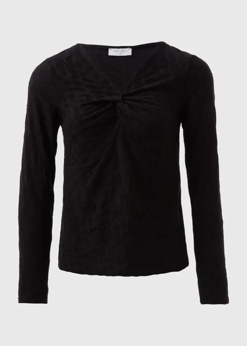 Black Twist Front Textured Top - 8 Image 5