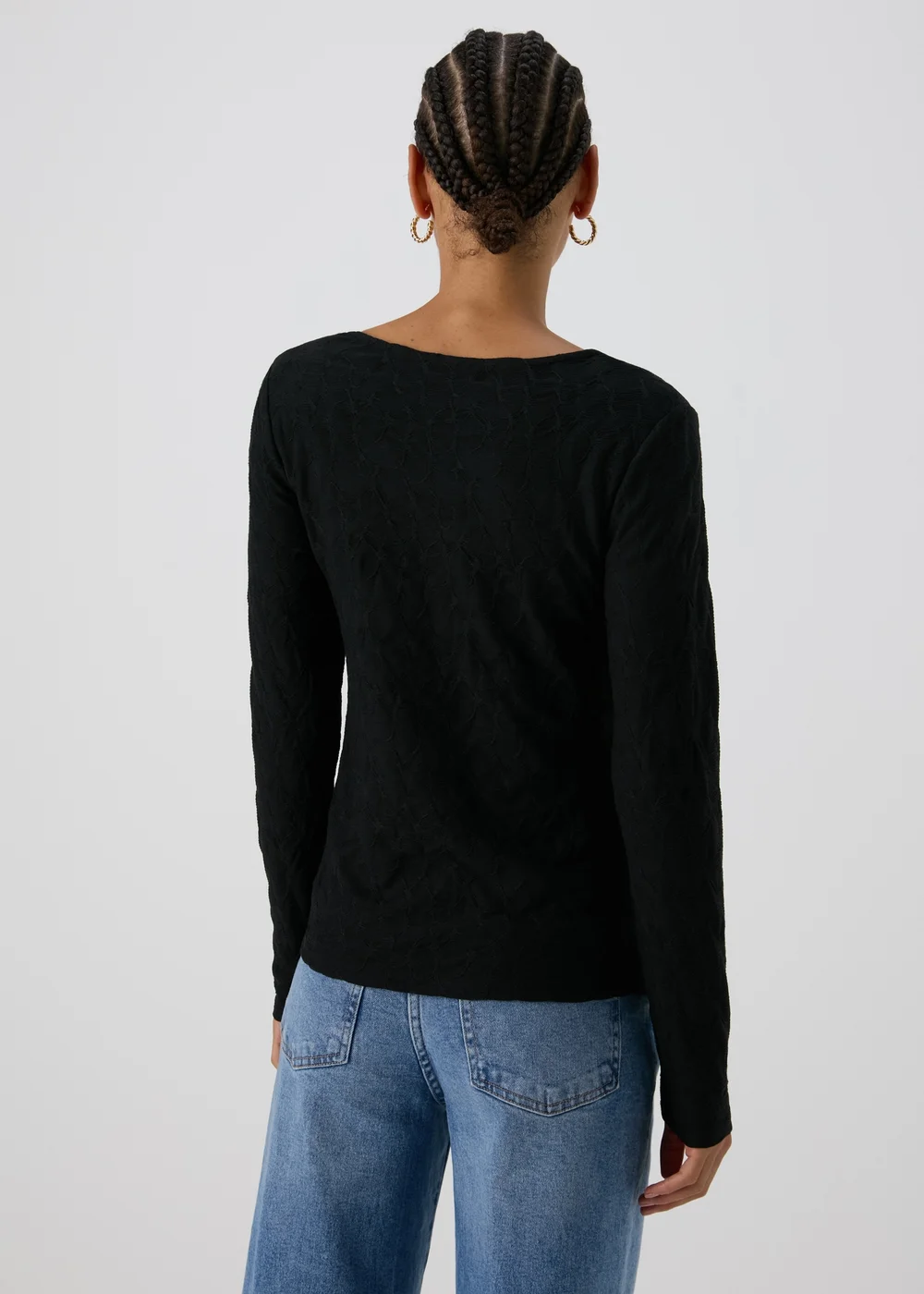 Black Twist Front Textured Top - 8 Image 2