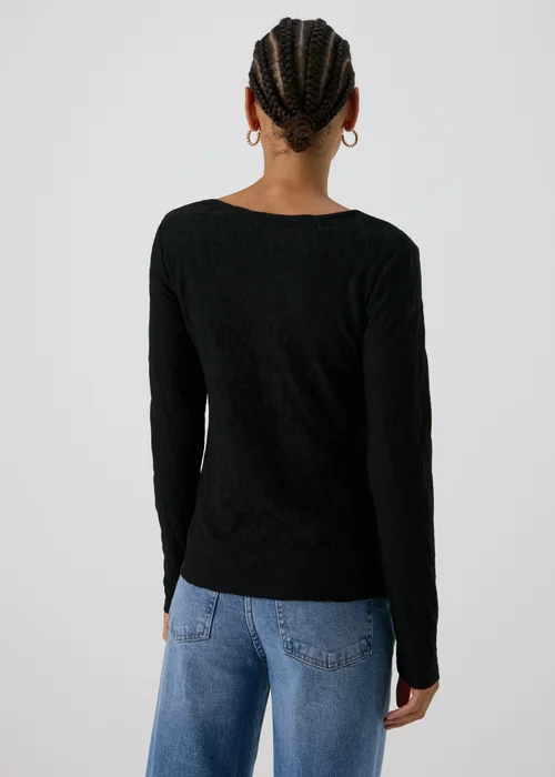 Black Twist Front Textured Top - 8 Image 2