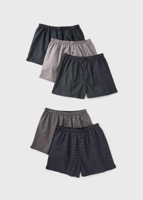 5 Pack Black Patterned Boxers - S Image 1