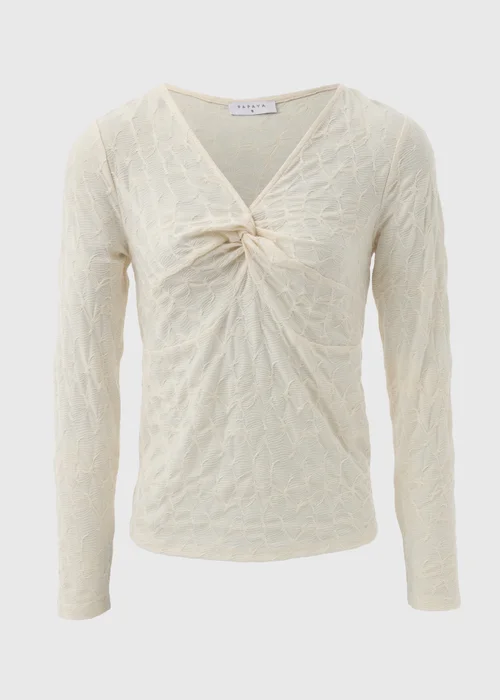 Cream Textured Twist Front Top - 8 Image 5