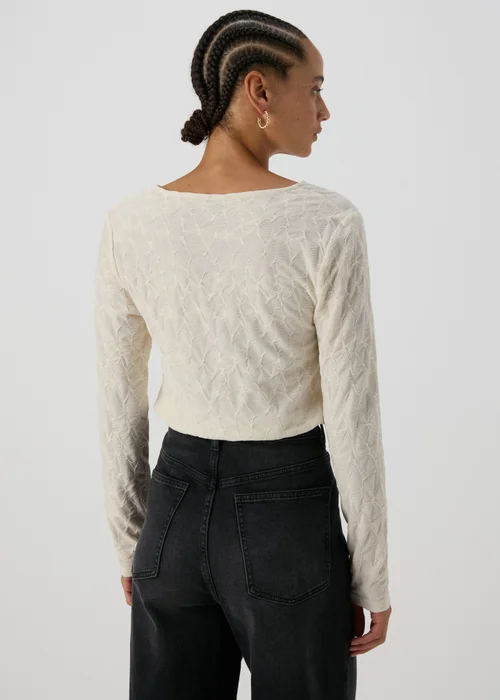 Cream Textured Twist Front Top - 8 Image 2