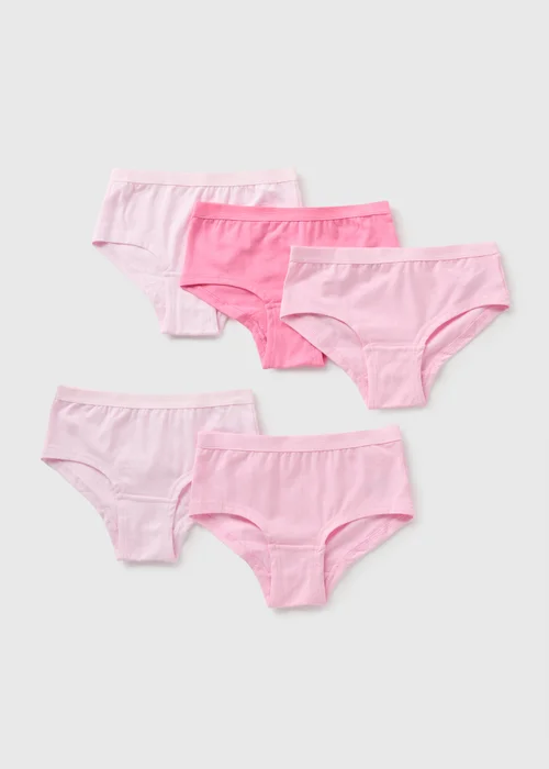 5 Pack Girls Pink Hipsters - 6-7 Yrs Image 1