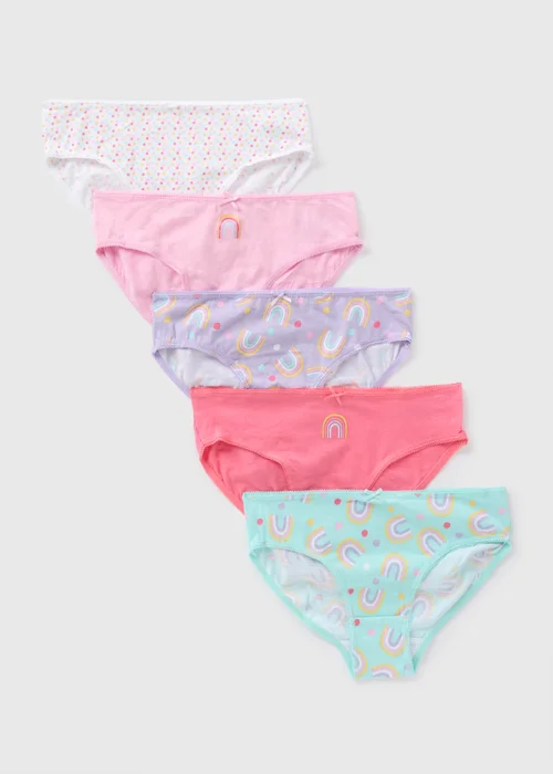 5 Pack Girls Pink Rainbow Briefs (2-11yrs) - 2-3 Yrs Image 1