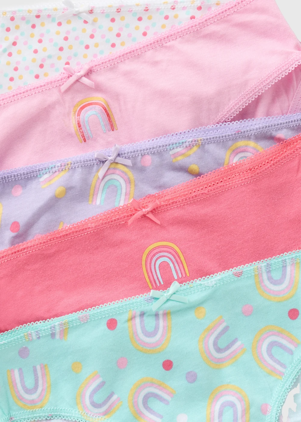 5 Pack Girls Pink Rainbow Briefs (2-11yrs) - 2-3 Yrs Image 2