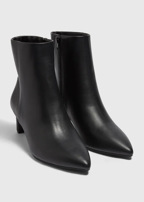 Black Wide Fit Heeled Ankle Boots - 3 Image 1