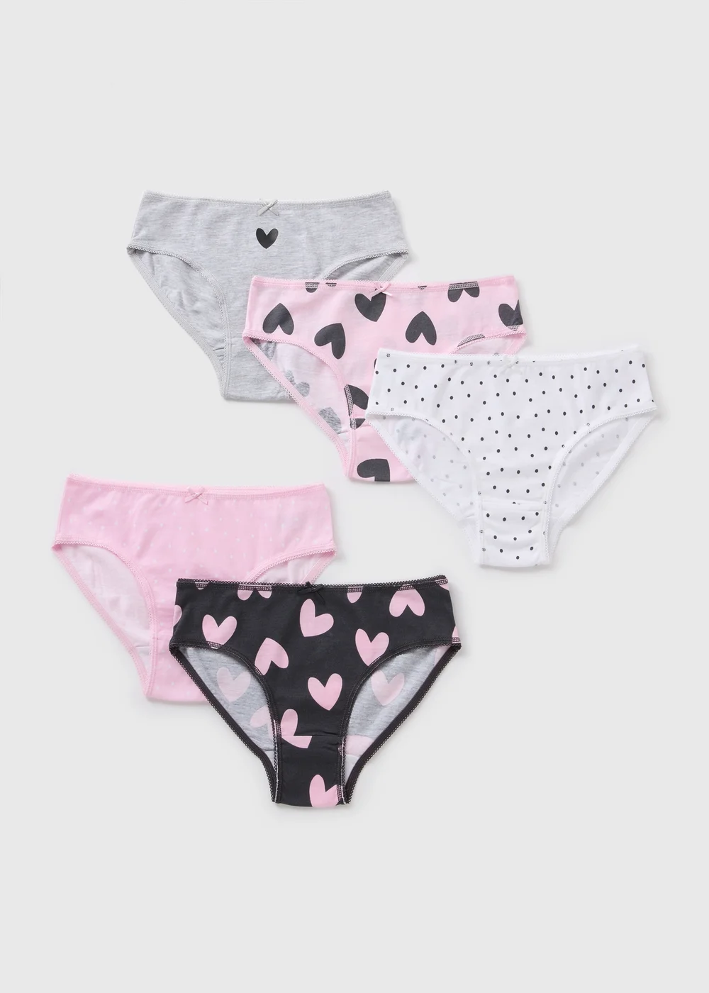 5 Pack Girls Pink Heart Knickers (2-11yrs) - 2-3 Yrs Image 1