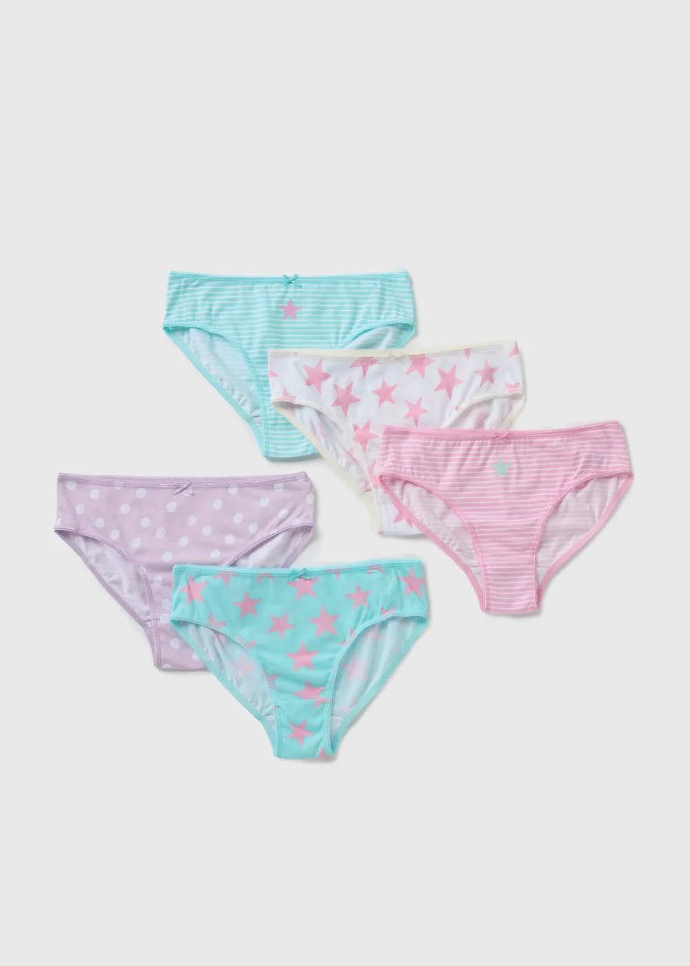 5 Pack Multicolour Patterned Knickers (2-11yrs) - Age 2 - 3 Years Image 1