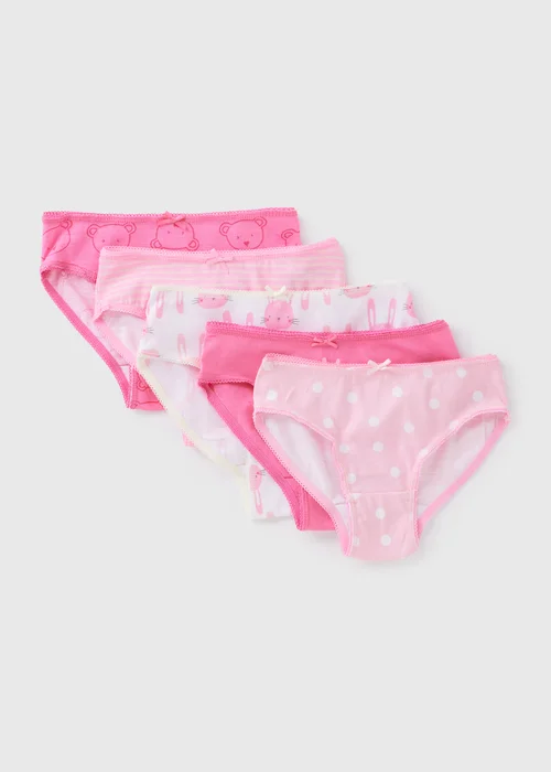 5 Pack Girls Pink Animal Knickers (2-13yrs) - 2-3 Yrs Image 1