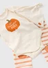 Baby Cream Pumpkin Bodysuit, Hat, & Leggings Set (Newborn-18mths) - First Size Image 2