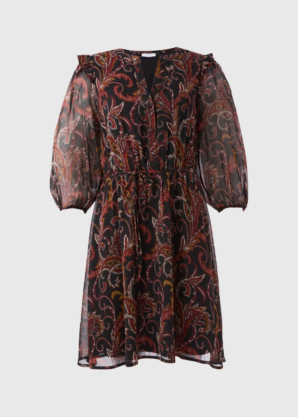 Black Paisley Chiffon Mini Dress - 8 Image 5