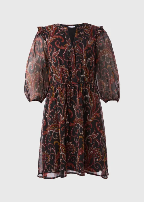 Black Paisley Chiffon Mini Dress - 8 Image 5