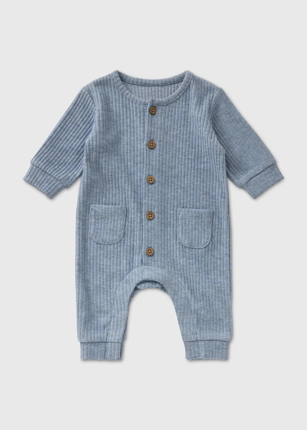 Blue Ribbed Romper (Newborn-23mths) - 0-3 months Image 1