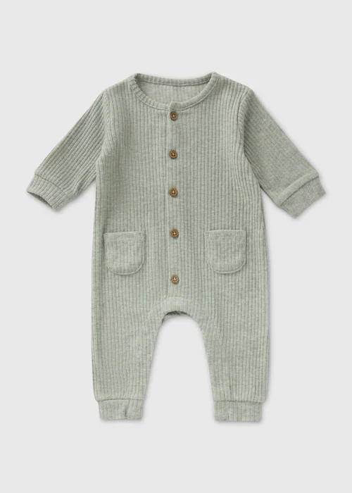 Sage Ribbed Romper (Newborn-23mths) - 0-3 months Image 1