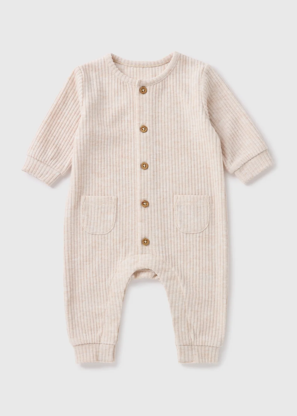 Beige Ribbed Romper (Newborn-23mths) - 0-3 months Image 1