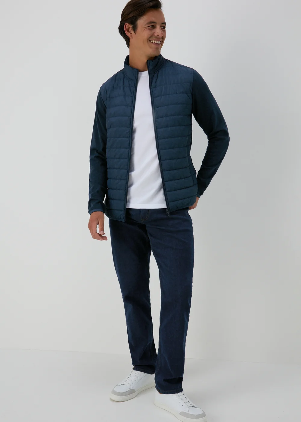 Navy Zip Up Padded Jacket - S Image 3
