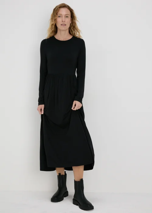 Black Long Sleeve Midi Dress - 8 Image 1