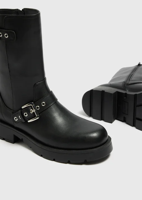 Black Biker Boots - Size 3 Image 2