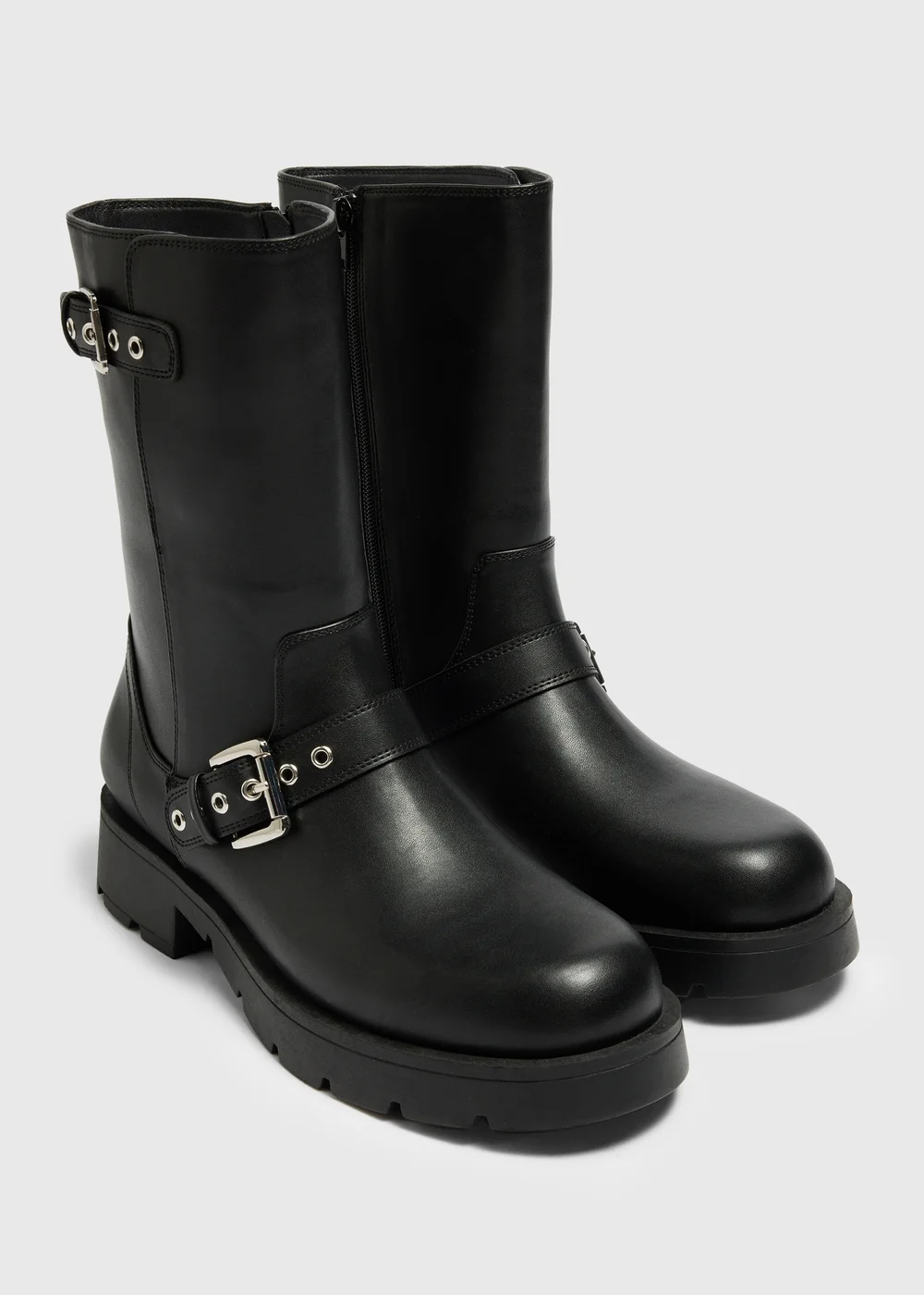 Black Biker Boots - Size 3 Image 1