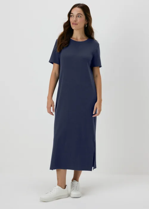 Papaya Petite Navy Ribbed Midi T-Shirt Dress - 6 Image 1