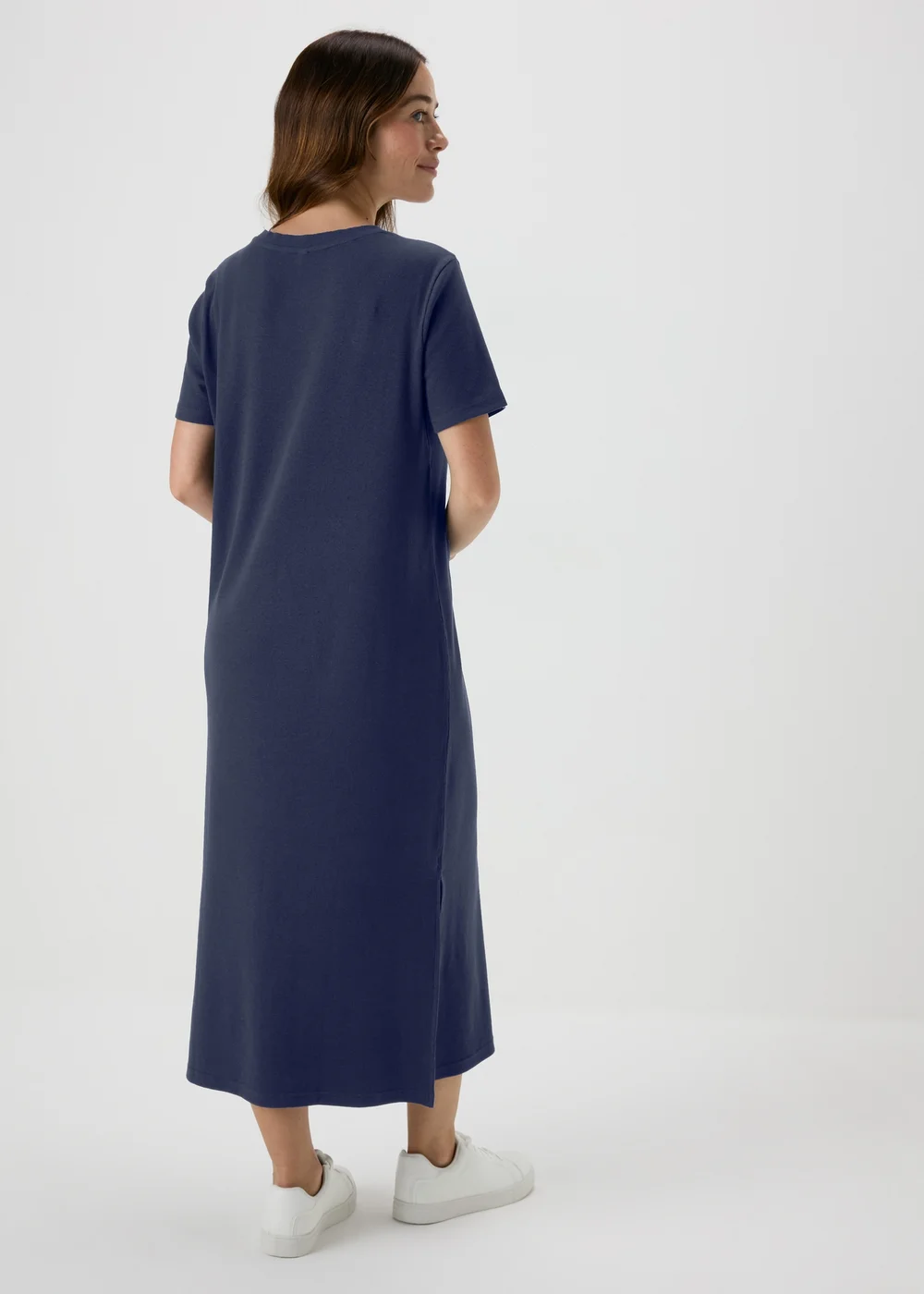Papaya Petite Navy Ribbed Midi T-Shirt Dress - 6 Image 2