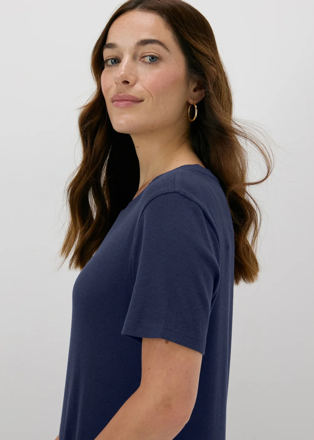 Papaya Petite Navy Ribbed Midi T-Shirt Dress - 6 Image 3