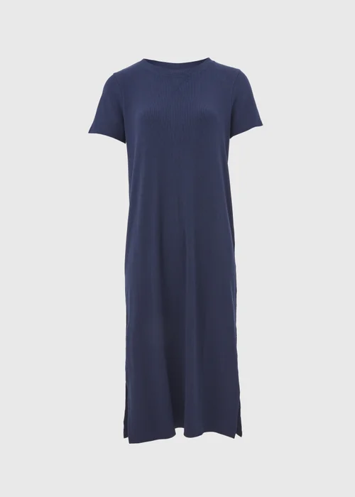 Papaya Petite Navy Ribbed Midi T-Shirt Dress - 6 Image 5