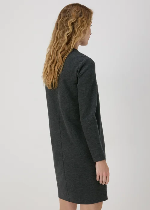 Grey Ribbed Mini Sweater Dress - 8 Image 2