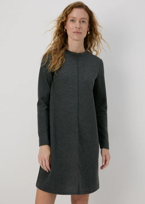 Grey Ribbed Mini Sweater Dress - 8 Image 1