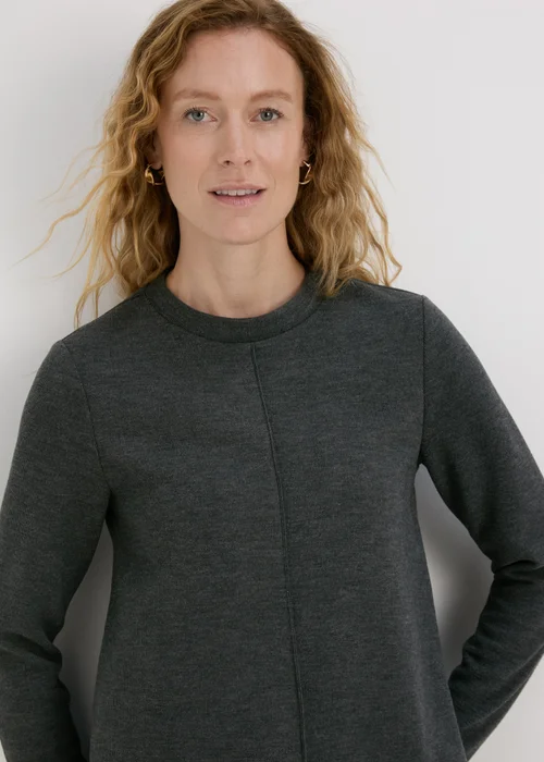 Grey Ribbed Mini Sweater Dress - 8 Image 3