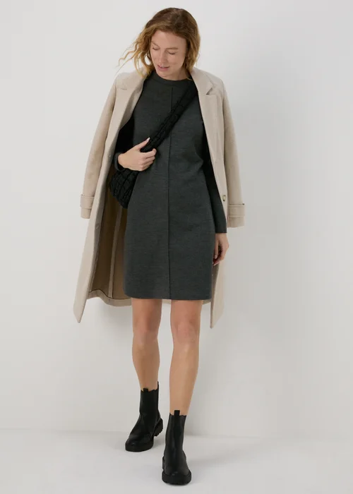 Grey Ribbed Mini Sweater Dress - 8 Image 4