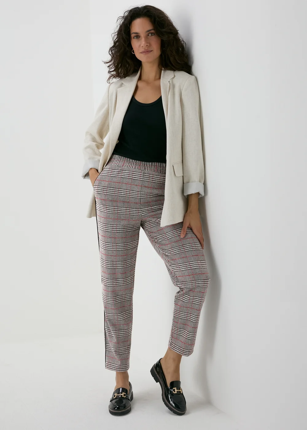 Red Check Tapered Joggers - 8 Image 4