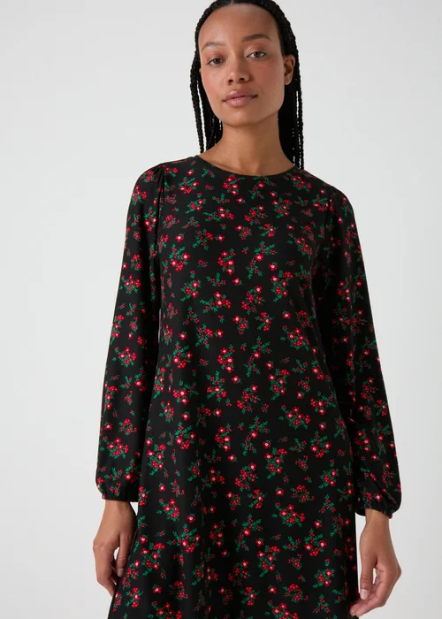 Black Floral Mini Dress - 8 Image 3