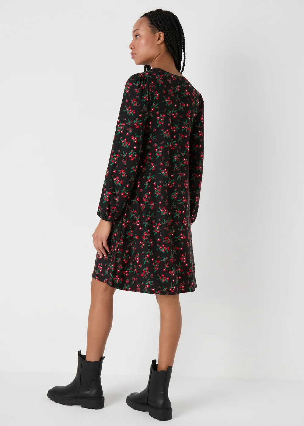 Black Floral Mini Dress - 8 Image 2