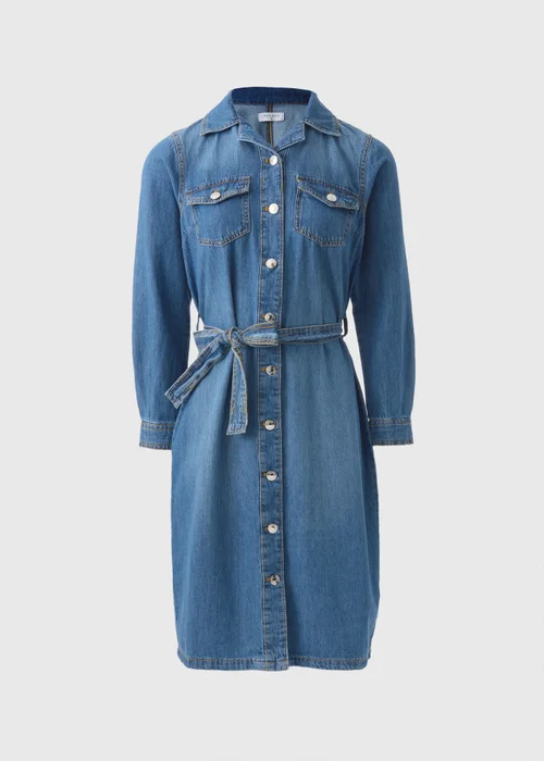 Blue Mid Wash Denim Shirt Dress - Size 8 Image 4