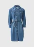 Blue Mid Wash Denim Shirt Dress - Size 8 Image 4