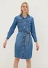 Blue Mid Wash Denim Shirt Dress - Size 8 Image 1