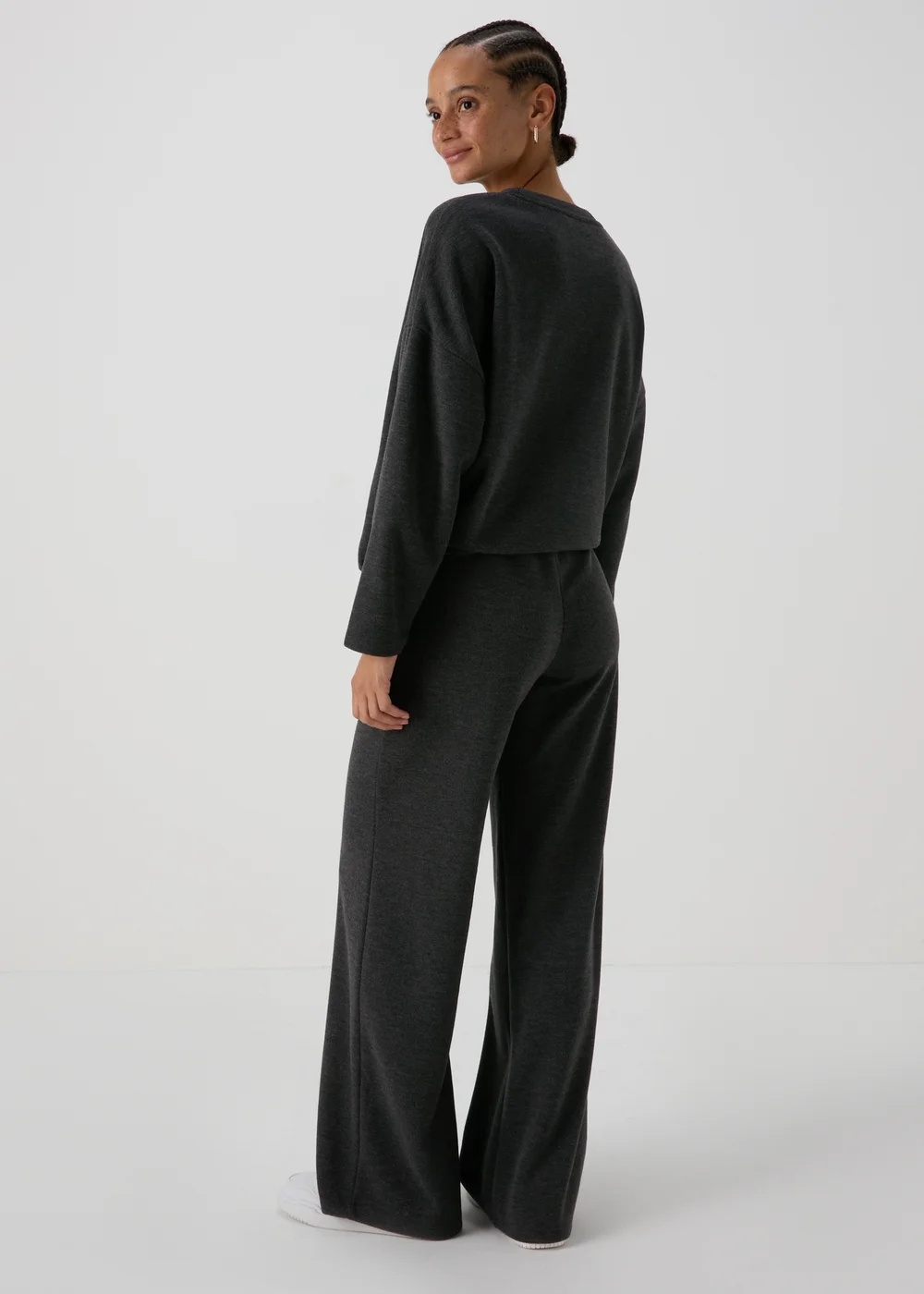 Grey Co Ord Soft Touch Wide Leg Trousers - 8 Image 2