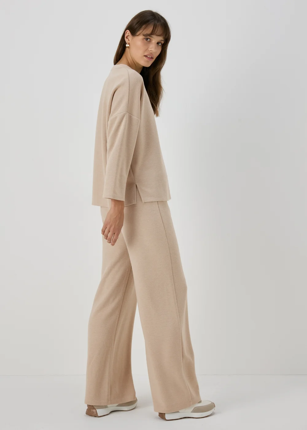 Cream Co Ord Soft Touch Wide Leg Trousers - 8 Image 2