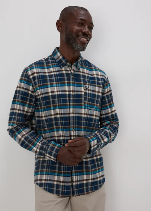 Lincoln Teal Checked Brushed Shirt - S Image 1