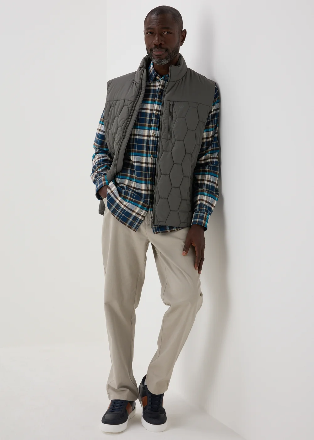 Lincoln Teal Checked Brushed Shirt - S Image 4