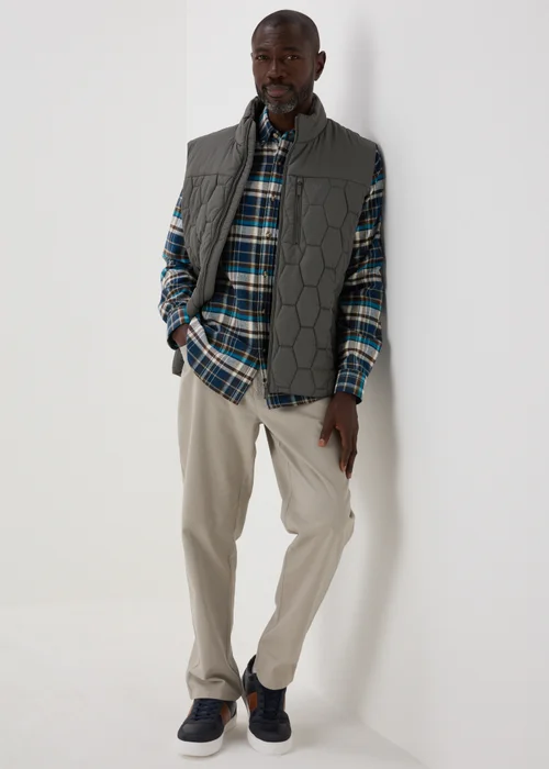 Lincoln Teal Checked Brushed Shirt - S Image 4